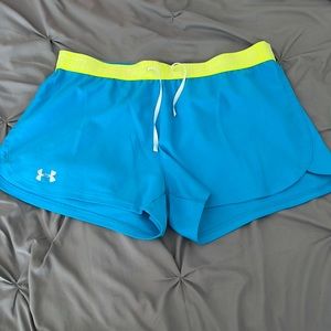 Neon Blue and Yellow Under Armour Shorts